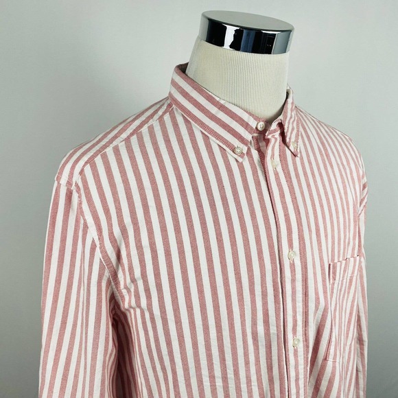H&M Shirts Hm Xl Casual Oxford Shirt Pink White Striped Button Down